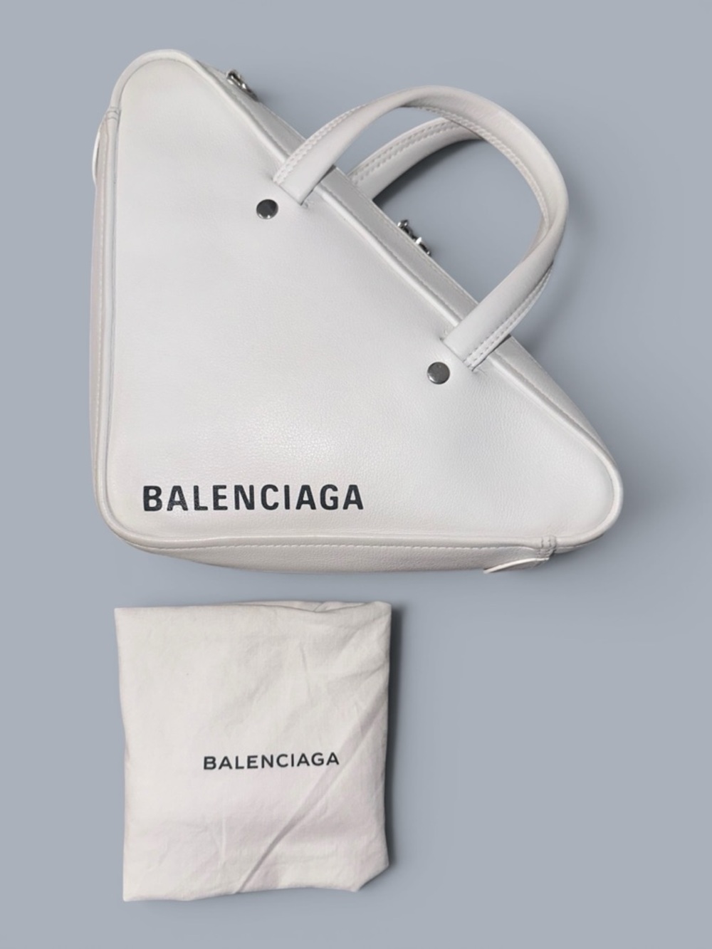34-26 Balenciaga Triangle Chain Duffle Calfskin Leather Shoulder Bag - Picture 2 of 14